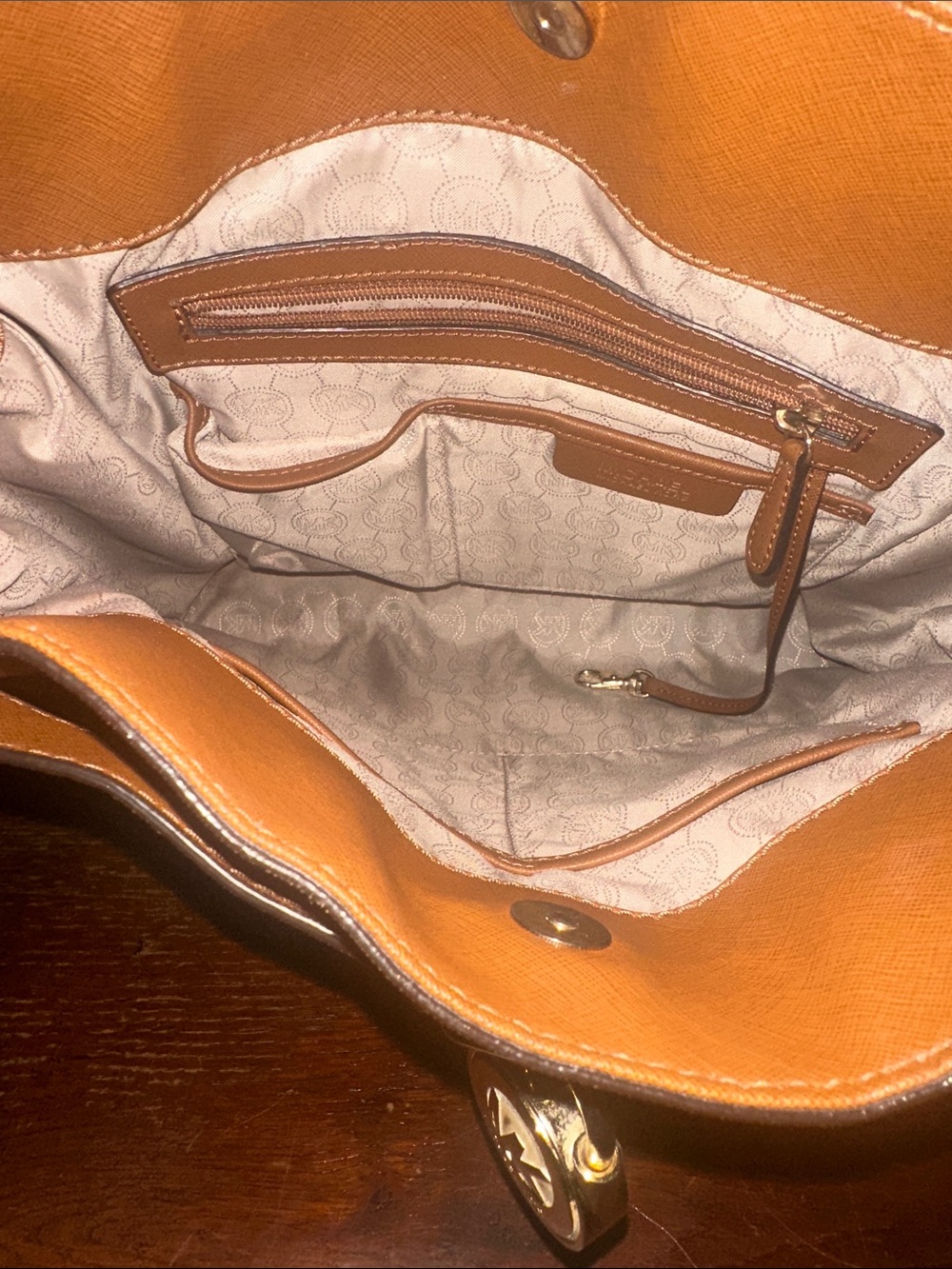 Michael Kors Hamilton Chocolate Brown Saffiano Leather Satchel - Picture 2 of 4